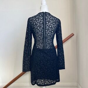 TALULA Black Lace Cocktail Dress Size 6 Short Mini Long Sleeve Romantic Upscale